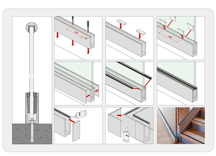 1versatile and Customizable Aluminum Fluted Glass Frameless Railings for Any Space