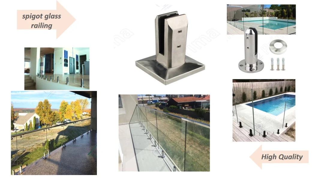 Shenzhen Glass Railing with LED Spigot Glass Railing 2205 Frame Railing