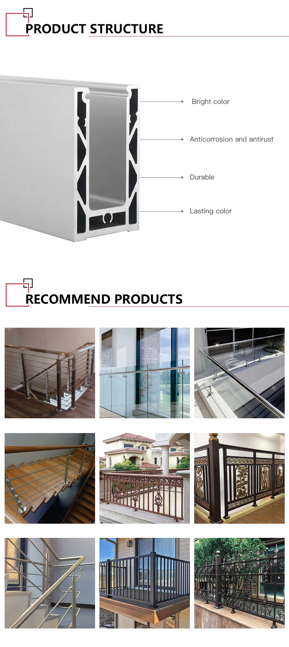 Safety and Decoration Eco Friendly Aluminium Alloy Railing