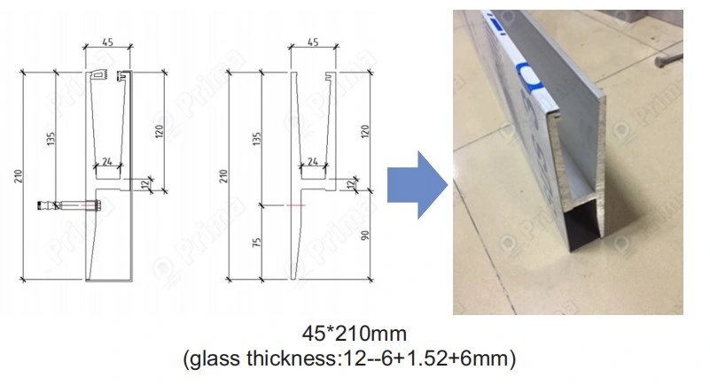 Balcony Railing Aluminum Base Channel LED Glass Railing