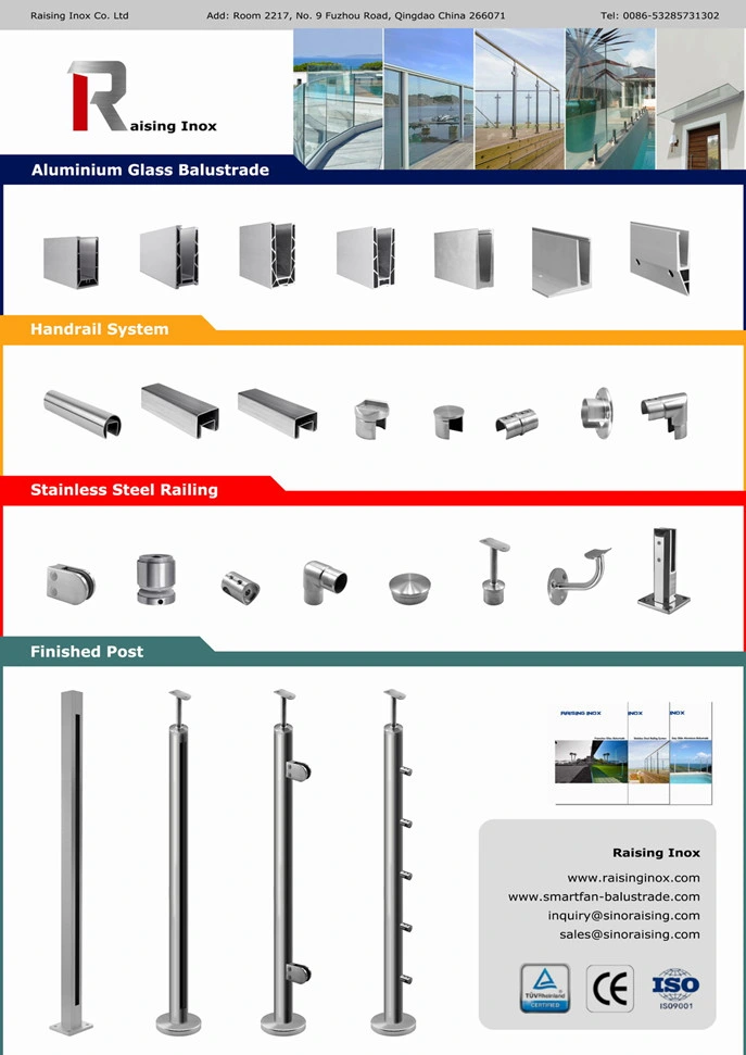 Stainless Steel Handrail/Balustrade Systems with Railing Fitting/Staircase/Glass Baluster
