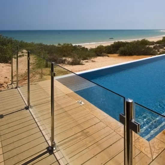 LED Light Glass Railing for Staircase Post Stainless Steel Glass Railing