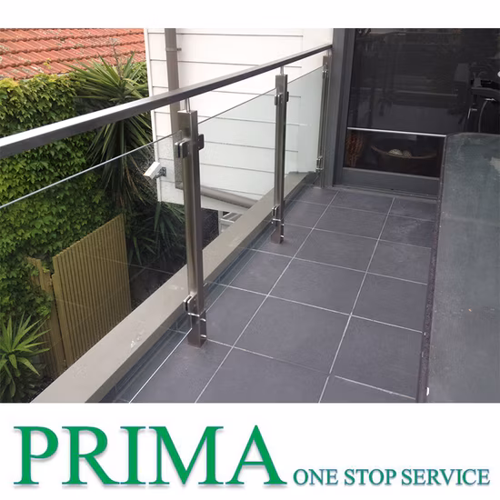 Prima Factory Project Balustrade Glass Railing with Stainless Steel Handrail