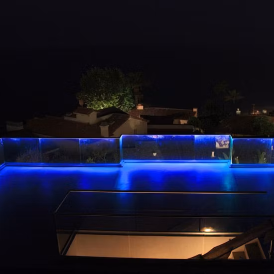 LED Light Aluminum Glass Balustrade Decks Balcony Glass Railing Price